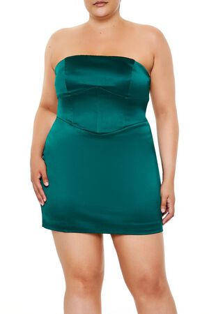 EMERALD Plus Size Corset Tube Mini Dress, image 2