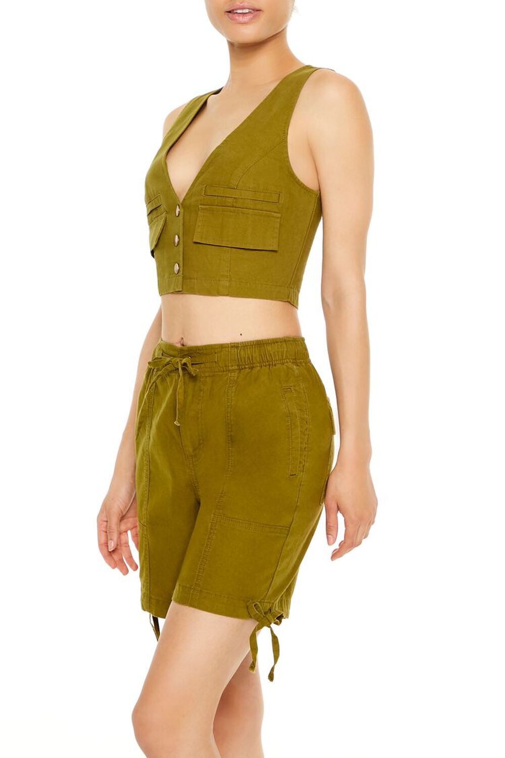 AVOCADO Cropped Twill Cargo Vest, image 2