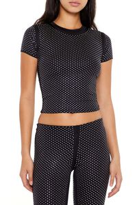 BLACK Contour Sculpt Rhinestone Tee, image 1