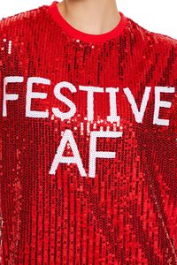 RED/WHITE Sequin Festive AF T-Shirt Dress, image 5
