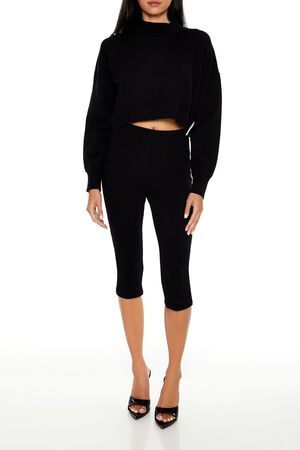 BURGUNDY Faux Pearl-Trim Cropped Sweater, image 2