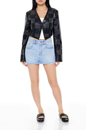 BLACK Studded Checkered Jacket, image 2