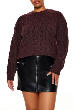 MERLOT Plus Size Cable Knit Sweater, image 2