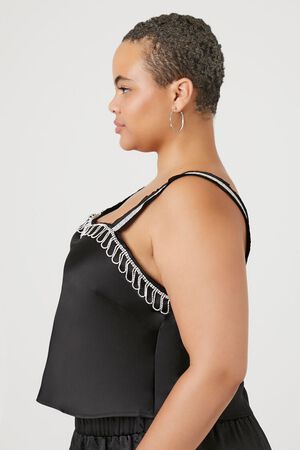 BLACK Plus Size Rhinestone-Trim Cami, image 2