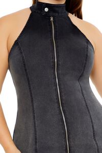 DENIM BLACK Plus Size Denim Zip-Up Mini Dress, image 5