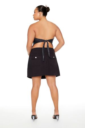 BLACK Plus Size Twill Cargo Mini Skirt, image 3