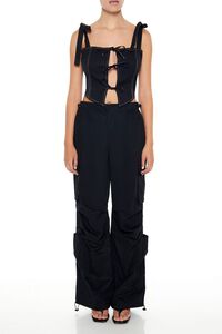 BLACK Cropped Cutout Bow Bustier Top, image 2