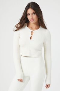 CREAM Sweater-Knit Cutout Crop Top, image 1
