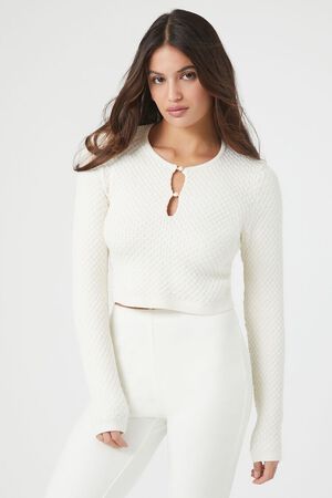 OLIVE Sweater-Knit Cutout Crop Top, image 1