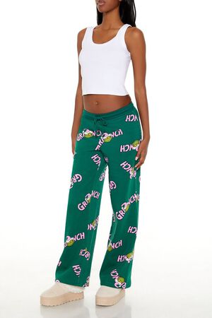GREEN/MULTI Grinch Print Fleece Pants, image 3