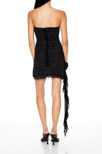BLACK Rhinestone Ruffle Tube Mini Dress, image 4