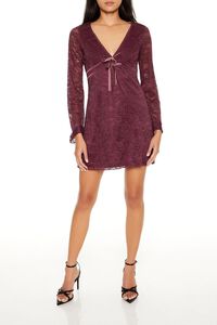 MERLOT Lace Bow Mini Dress, image 1