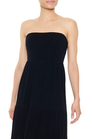 BLACK Strapless Tie-Back Maxi Dress, image 2