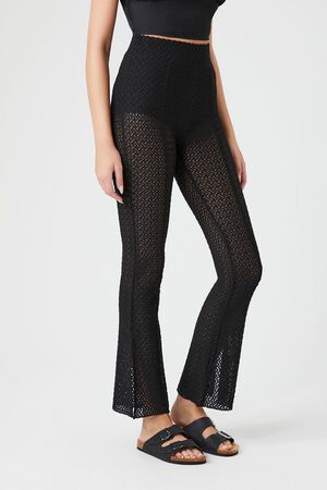 WHITE Crochet Flare Pants, image 3