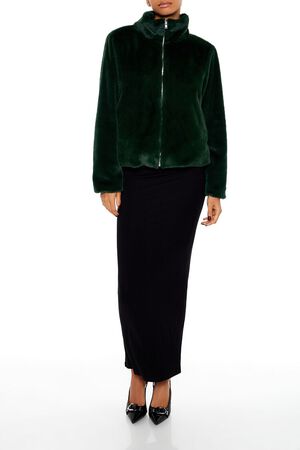 MAUVE Faux Fur Zip-Up Coat, image 2