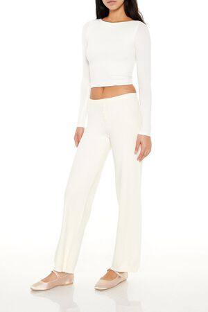 EGRET Sweater-Knit Straight-Leg Pants, image 3
