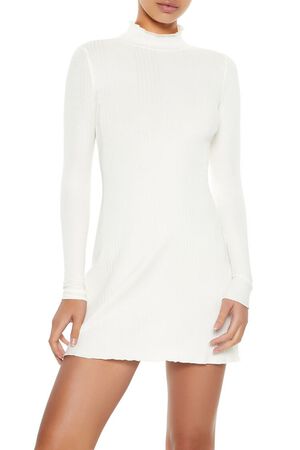 VANILLA Ribbed Knit Mock Neck Mini Dress, image 2