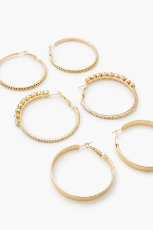 GOLD Etched Rhinestone Hoop Earrings, image 2