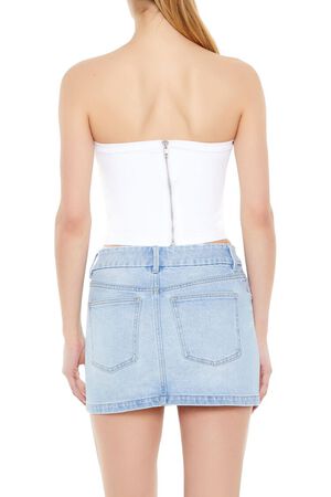 CREAM Denim Cropped Tube Top, image 3