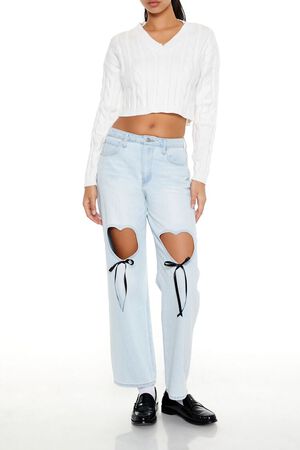PEONY Cropped Cable Knit Sweater, image 2