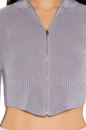 GREY Cropped Zip-Up Sweater, image 3