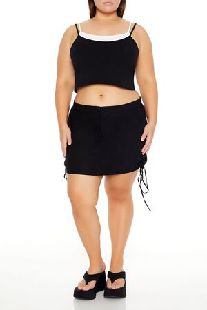BLACK Plus Size Lace-Up Mini Skirt, image 1