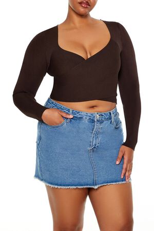 TURKISH COFFEE Plus Size Crossover Sweater, image 1
