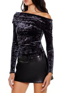 BLACK Crushed Velvet Off-the-Shoulder Top, image 4