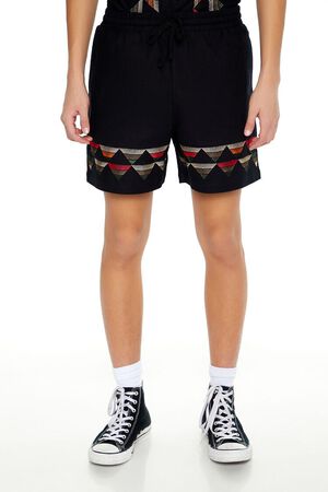 BLACK/MULTI Geo Embroidered Shorts, image 2