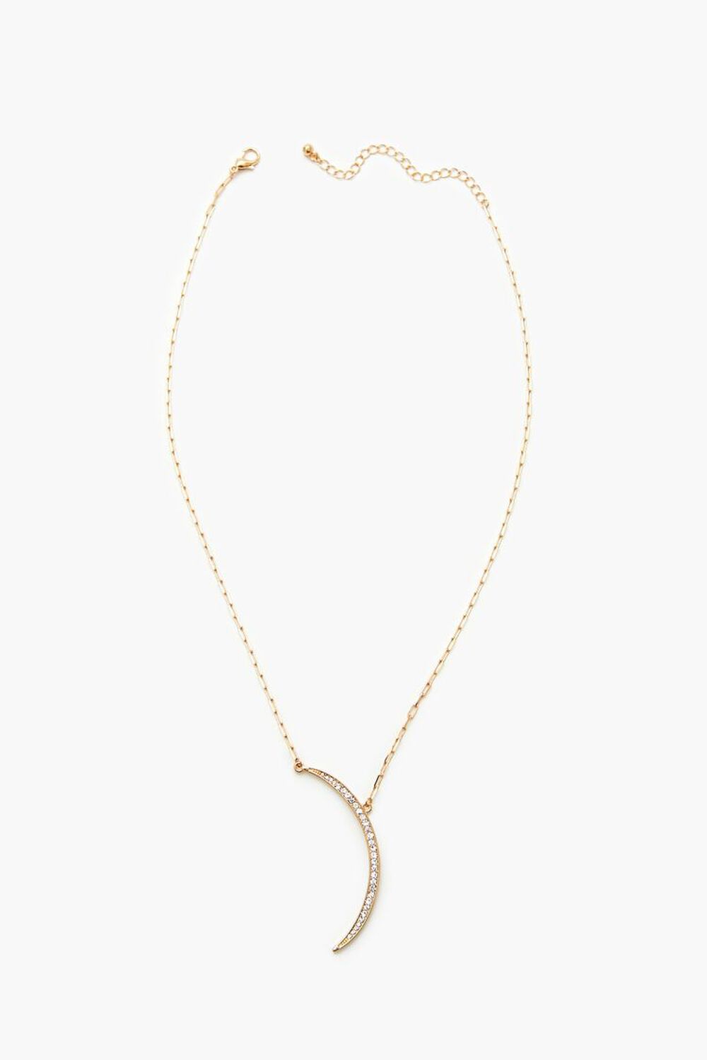 GOLD/CLEAR Rhinestone Crescent Moon Necklace, image 1