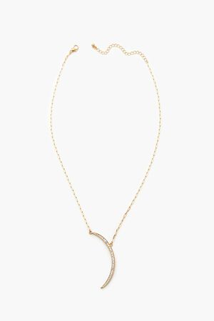 GOLD/CLEAR Rhinestone Crescent Moon Necklace, image 1