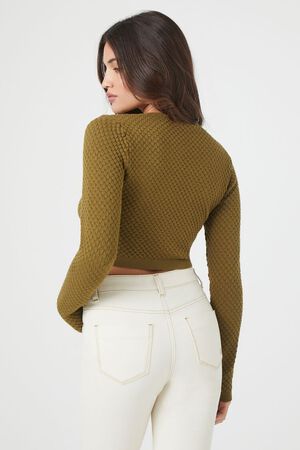 OLIVE Sweater-Knit Cutout Crop Top, image 3