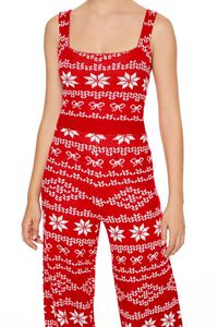 RED/MULTI Fair Isle Sweater-Knit Jumpsuit, image 5