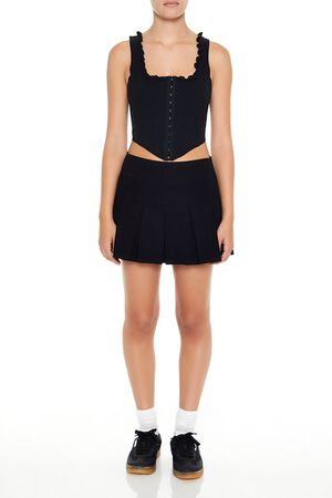 BLACK Ruffle-Trim Corset Crop Top, image 2