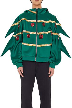 LIME/MULTI Christmas Tree Pajama Zip-Up Hoodie, image 1