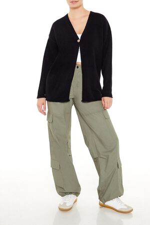 OLIVINE  Split-Hem Cardigan Sweater, image 2