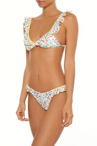 WHITE/MULTI Bright Floral High Leg Bikini Bottoms, image 4