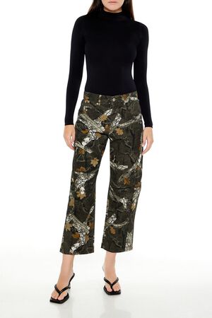 GREEN/MULTI Leaf Camo Print Twill Pants, image 1