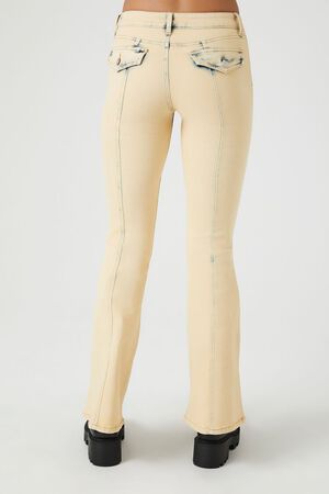 YELLOW Bleach Wash Flare Jeans, image 3