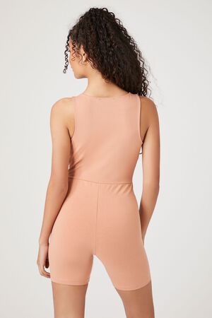 ALMOND Plunging Sleeveless Romper, image 3