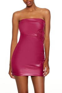 MAGENTA Rosette Tube Mini Dress, image 2