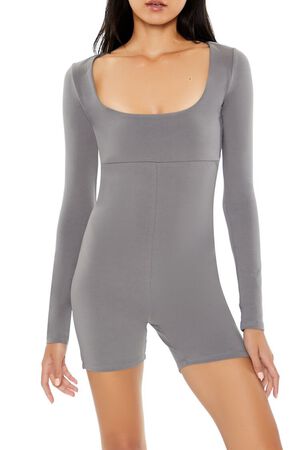 PEWTER Fitted Long-Sleeve Romper, image 1