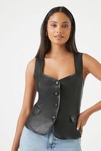 BLACK Sleeveless Faux Leather Top, image 6