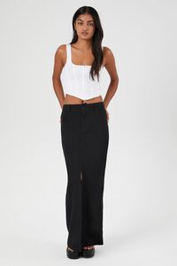 BLACK Twill Split-Hem Maxi Skirt, image 5