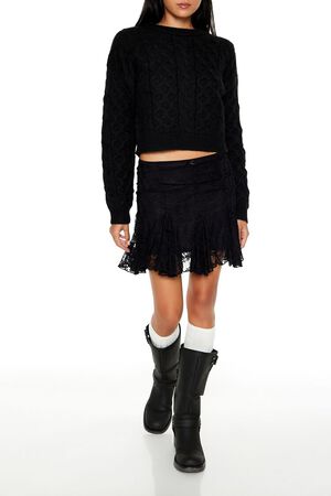 BLACK Cable & Honeycomb Knit Sweater, image 2