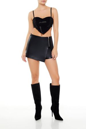 BLACK Heart Rhinestone Cropped Cami, image 2