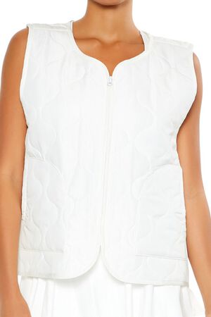WHITE Active Quilted Zip-Up Vest, image 3