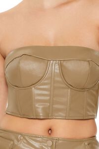 CAPPUCCINO Faux Leather Tube Crop Top, image 3