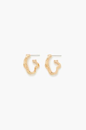 GOLD Hammered Hoop Earrings, image 1