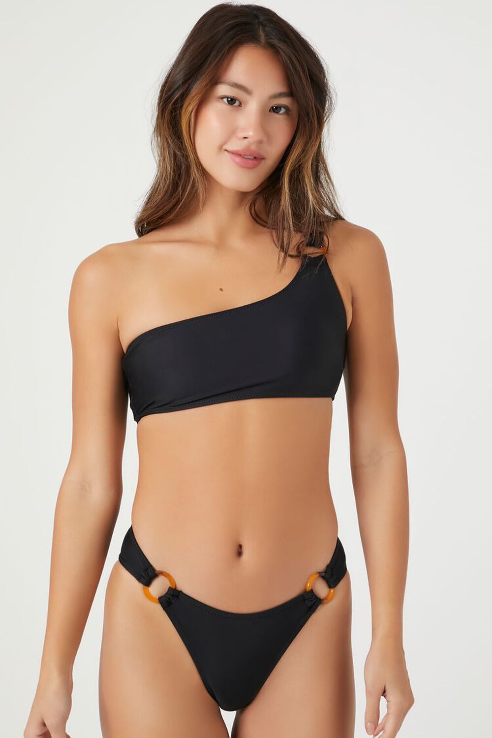 BLACK Tortoiseshell Ring Bikini Bottoms, image 1